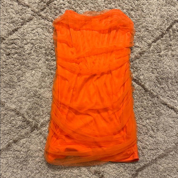 Orange Mesh Corset Dress - Picture 4 of 6